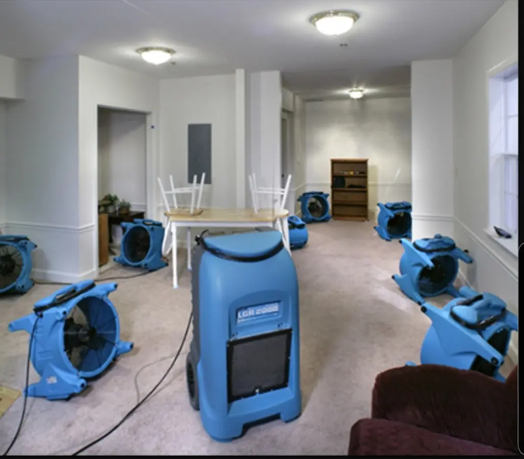 Air movers and dehumidifier setup for Water Extraction & Removal in Frisco